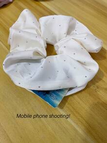 Invisible Built-In Zipper Large Capacity Storage Scrunchie, Premium Glossy Satin Rhinestone Hair Tie, Can Store Lipstick, Bluetooth Earbuds, Cash, Jewelry, Watch, Versatile Gentle Large Hair Tie For Commuting, Multiple Colors Available - Stitched Diamond Sequin Satin Braided Hairband - View 12