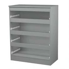4/5 Drawer Wooden Chest, Handle-Free Storage Cabinet For Bedroom - Grey Carcass + Oak Drawers - View 3