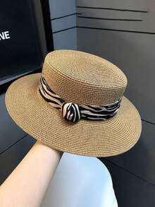 1pc Women's Straw Hat Bohemian Polyester Fashion Outdoor New Style Wide Brim Personalized Sun Protection Breathable Solid Color Straw Hat Suitable For Daily Outdoor Use - Multicolor - View 10