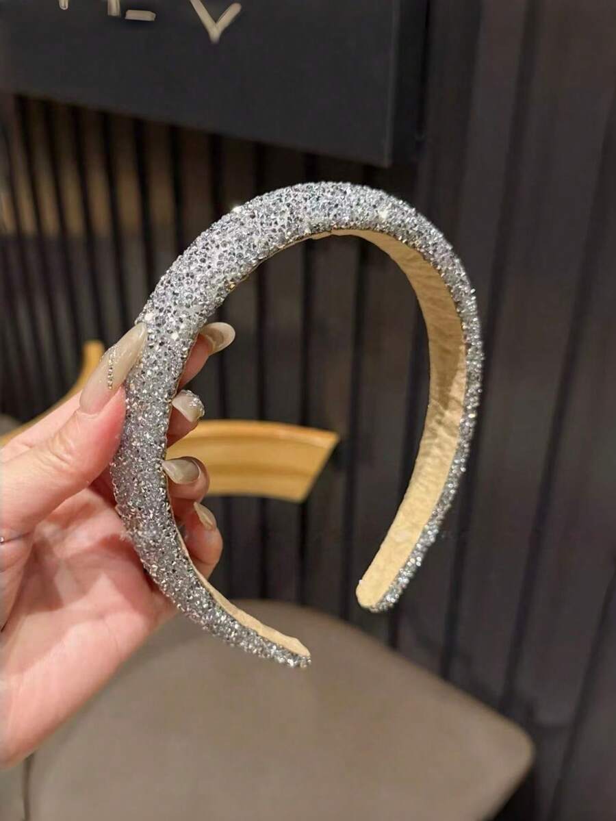 1pc Sparkling Rhinestone Headband, Sequin Crystal Hairband, Elegant Luxury Women's Hair Accessory - Multicolor - View 1