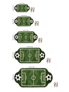 1pc Sports Football Field Shaped Plush Asymmetrical Rug For Living Room Sofa Area, Sports Style Grass Green Football Field Shaped Decorative Rug For Lounge Game Area, Football Theme Simulated Field Asymmetrical Pattern Plush Rug For Bedroom Bedside - Multicolor - View 8