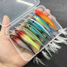 1pc 3D Bio-Mimetic Artificial Feather Sinking Minnow Lure With Laser Eyes, High-Pitch Hook Hard Bait For Outdoor Fishing - Multicolor - View 3