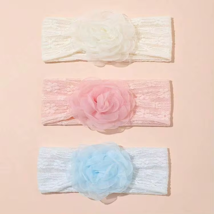 3pcs/Set Infant Peony Flower Decor Elastic Headbands, Super Soft & Breathable Net Hairband, All Season Use - Multicolor - View 17