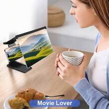HD Blu-Ray Phone Screen Magnifier/Tablet Stand, 2-In-1 Foldable 3D Magnifying Stand, Easter Gift For Homebodies, Hands-Free Video Viewing - Black - View 5