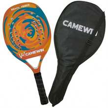 W®CAMEWIN 新款板式網球拍 沙灘網球拍 50%碳纖維 戶外運動網球拍 EVA發泡內芯 通用球拍 男女成人適用 新幾何圖案 表面粗糙 送禮用 附網球拍袋 - 橘色 - 查看 3