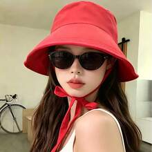 1 buah Topi Ember Dekorasi Pita, Topi Matahari Bertepi Lebar Tahan Air Cepat Kering untuk Wanita di Musim Panas, Perlindungan UV untuk Aktivitas Luar Ruangan - Topi ember dasi kupu-kupu - View 9