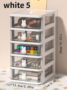 1 pieza Caja de almacenamiento de escritorio con diseño de conejo lindo, organizador de papelería con cajón de conejo, mini caja de exhibición de figuras de acrílico, caja de almacenamiento de cosméticos y joyas, adecuada para dormitorio, habitación, tocador u oficina, regalo de vuelta a la escuela, cumpleaños, Navidad - Multicolor - Ver 15