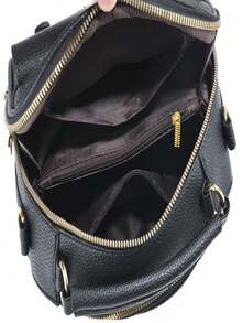 Women's Black Quilted Multi-Zipper Tote Bag, Top Handle And Adjustable Crossbody Strap, PU Leather Shoulder Bag With Star Charm Zipper, Suitable For Daily Commute, Work And Travel - Multicolor - View 6