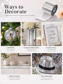 1pc Silver/Gold/Rose Gold Self-Adhesive Real Glass Mosaic Tiles, 5x5mm Mini Square Disco Tile Stickers, Suitable For DIY Crafts, Disco Party, Home Decor, Disco Ball, Vase, Cup, Frame And More - Disco Patch - View 5