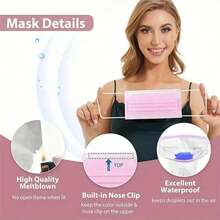 Masker Wajah Sekali Pakai Berkualitas Tinggi, 3 Lapisan Perlindungan, Klip Hidung yang Dapat Diatur - Bernapas, Lembut, Ramah Kulit, Cocok untuk Penggunaan di Rumah, Sekolah, Kantor, dan Luar Ruangan, Bahan Polipropilen, Desain Sekali Pakai - MultiWarna - View 5