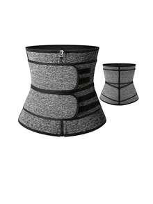 1 Piece, 2026 New Style Women's Zipper Sweat Belt, Neoprene Tummy Control Sports Waist Cincher - Grey - View 4