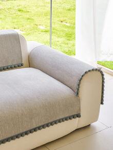 1pc Bohemian Style Tassel Solid Color Chenille Sofa Cover, Minimalist Unique Design, Adds Artistic Flair And Exotic Charm To Your Living Room, Creating A Comfortable And Fashionable Home Decor - Light Grey - View 9