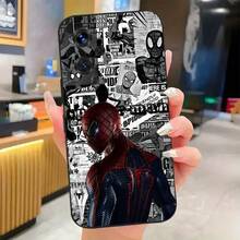 Marvel Funda para teléfono: WB. Funda para teléfono con diseño de collage de cómics de Spider-Man, licenciada, adecuada para Redmi 9/10/11/12/13/14/15 ACTT Pro, K90/80/70, Note 8/9/10/11/12/13/14/15 S 4G 5G Pro Pro+ Pro Max, Poco X7/X7 Pro,  12/13/14/15/17 Lite TT Pro Pro Ultra. - Negro - Ver 3