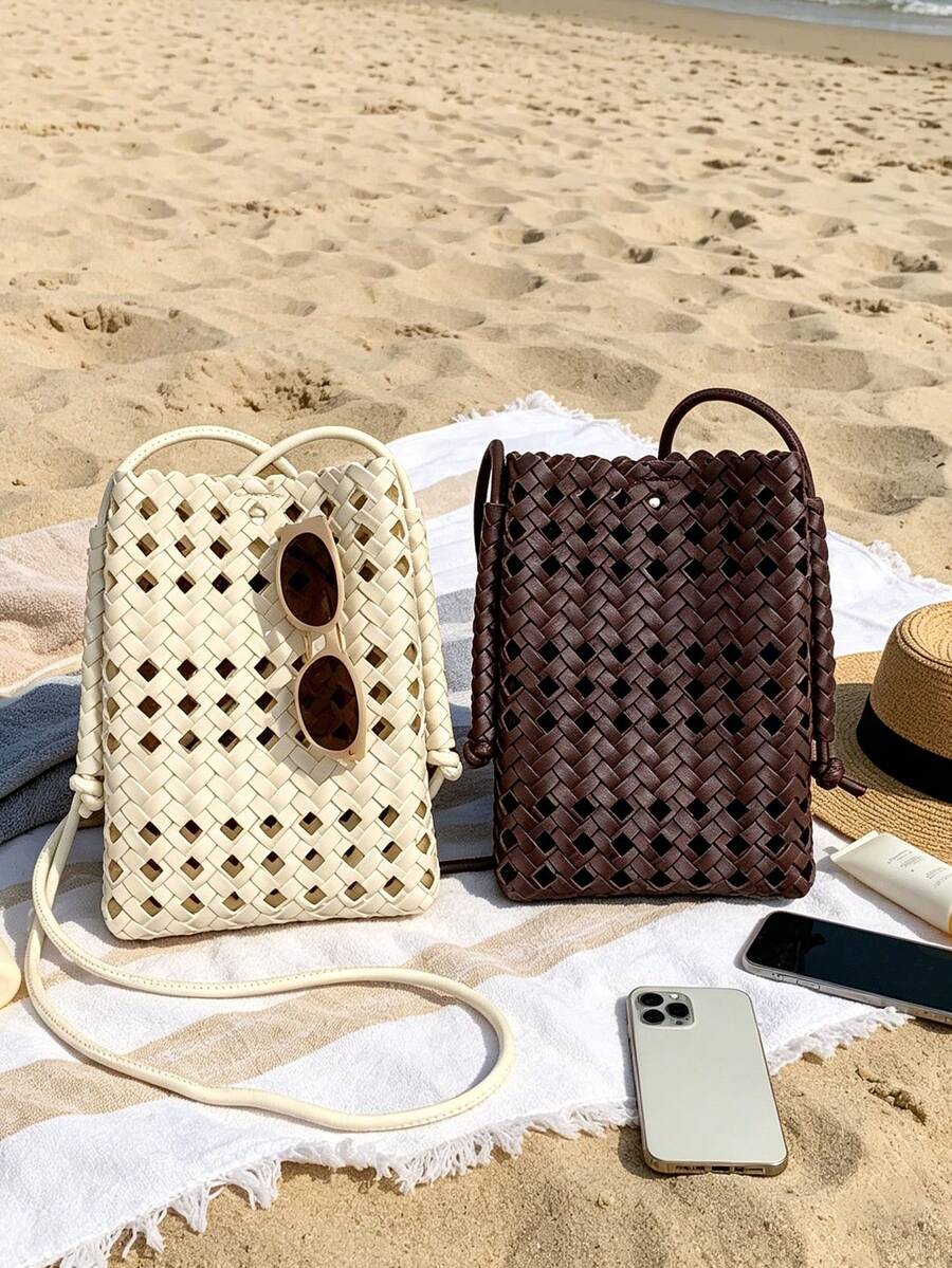 手工編織迷你手機包,夏季鏤空斜挎小包,多色百搭直立零錢包,鏤空編織工藝,柔軟輕便防水材質,緊湊直立設計可收納手機、口紅、防曬霜、時尚眼鏡及其他個人物品,可肩背或斜挎,多色可選,適合海灘度假、旅行、日常通勤、購物、約會等多種場合 - 彩色 - 查看 1