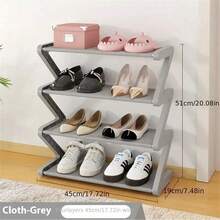 4-Tier Z-Shaped Shoe Rack, Shoe Storage Organizer, Multi-Layer Shoe Rack, Plastic Freestanding Shoe Rack, Easy To Assemble Floor-Mounted Organizer, Suitable For Living Room, No Tools Required Installation, Stackable Home And Dorm Essential - Multicolor - View 4