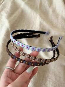 3件/1件裝 女款棕色卡其藍刺繡花卉髮箍 時尚百搭高級簡約風髮帶 適合日常穿著、外出、通勤、派對、休閒、海邊度假、洗臉、化妝、穿搭造型髮飾 - 彩色 - 查看 10