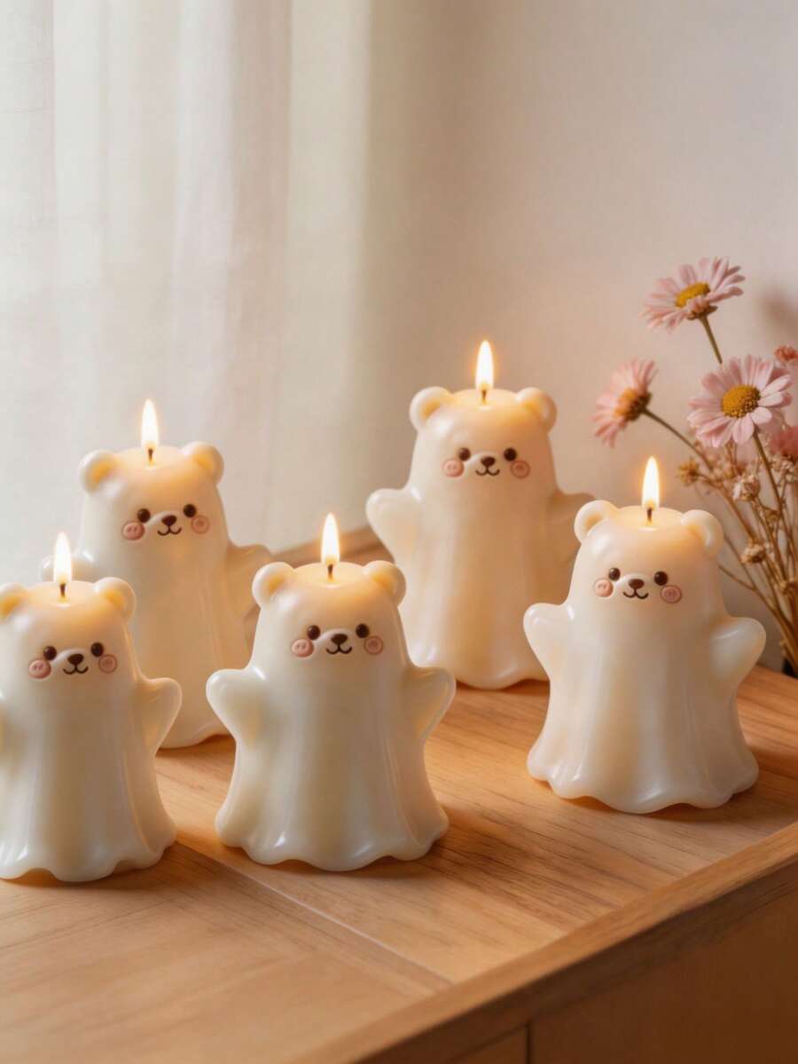 1pc Ghost Bear Silicone Mold, Candle Mold - Featuring Exquisite 3D Facial Expression Details, Soft, Durable, Easy To Clean, Suitable For Making Handmade Couple Themed Candles, Dedicated Mold For Creative Crafts, Reusable. - Ghost Bear - View 1