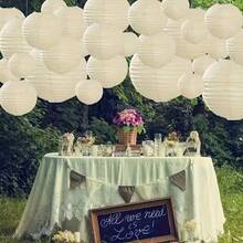 14pcs Of Beige White Round Paper Lanterns | Asian Japanese Style Hanging Paper Lights Suitable For Birthday, Wedding, Halloween DIY, New Year Home Decoration Parties - Multiple Sizes - View 2