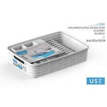 Organizador de escorredor de pratos Zylx Shopping com porta-talheres, série Bamboo (44x30x10 cm) - Disponível em 4 cores - Branco - Ver 2