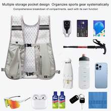 Running Backpack, Sports Backpack, Lightweight Adjustable Jogging Mosaic Running Vest With Phone Pocket, With Pockets, Unisex - Grey - View 5