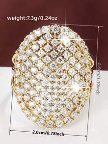 1pc Elegant Cubic Zirconia Ring, Suitable For Women To Wear, Suitable For Wedding, Engagement, Anniversary Party, Valentine's Day Gift - Yellow Gold - View 6
