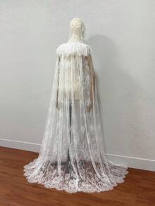 1件紅色長款蕾絲連帽婚禮白色新娘披肩黑色斗篷 - 彩色 - 查看 8