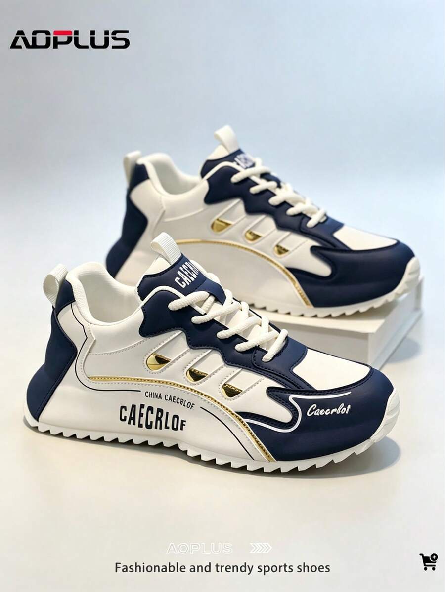 AoPlus Four Seasons New Men's Shoes Versatile Sneakers Non-Slip Breathable Casual Shoes Fashion Hot Selling Men's Board Shoes - 藍白色 - 查看 1