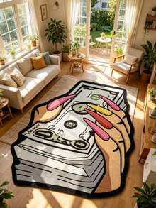 1pc Hand-Held Dollar Pattern Shaped Rug, Cute Fluffy Mat, Decorative Carpet, Bedroom Decor, Small Rug, Carpet, Home Decor, Outdoor Rug, Washable Carpet, Graduation Season Gift - Multicolor - View 1