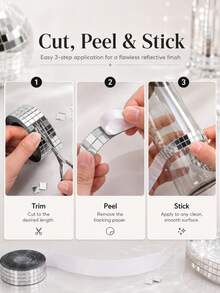 1pc Silver/Gold/Rose Gold Self-Adhesive Real Glass Mosaic Tiles, 5x5mm Mini Square Disco Tile Stickers, Suitable For DIY Crafts, Disco Party, Home Decor, Disco Ball, Vase, Cup, Frame And More - Disco Patch - View 7