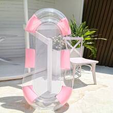 Flotador inflable para piscina con bloques de color rosa, malla transparente con purpurina, para descansar en el agua durante las vacaciones - Rosa - Ver 3