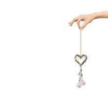 Boho Gold Chain Multicolor Gem Heart Sun Catcher Iridescent Faceted Crystal Drop Hanging Decor Aesthetic Room Window Wall Photo Prop Decoration - 20 Pink Heart-shaped Balls - View 4