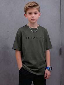 Camiseta casual de manga corta y cuello redondo con estampado, ideal para verano, para niños, niñas y adolescentes.Transpirable y absorbe la sudoración. - Burdeos - Ver 1