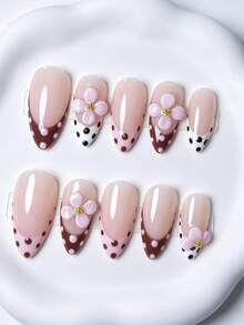 Shecass 10 piezas de uñas postizas hechas a mano, uñas cortas para vacaciones de verano, graduación y fiesta - Multicolor - Ver 2