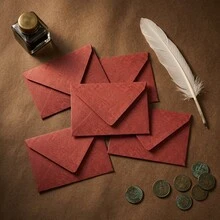 50pcs Vintage Oriental Red Tree Pattern Envelope & Stationery Set - 16.5x11cm Embossed Wedding Invitations, Greeting Cards, Valentine's Day Love Letters, Special Touch, 250g Premium Paper, Compatible With Stamps, Chinese Texture Paper Gift Box - Red Envelope - View 2