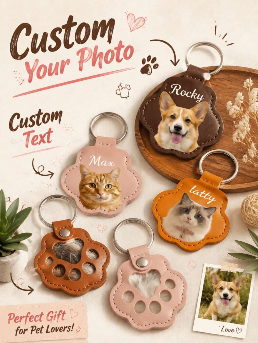 Personalized Pet Memorial Keychain, Customized With Photo And Pet Fur Storage Function, Memorial Gift For Beloved Pets (Cats & Dogs), Pet Fur Keepsake Keychain, Pet Memorial Gift, Memorial Accessory Specially Designed For Pet Lovers - H-pet Hair Keychain - View 1