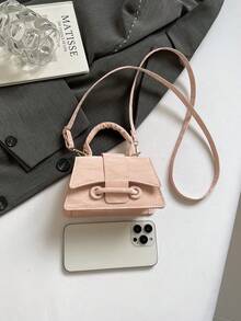 2026 Super Textured Lipstick Case Mini Square Handbag New Solid Color Versatile Tote Bag Women's Bag - Pink - View 10