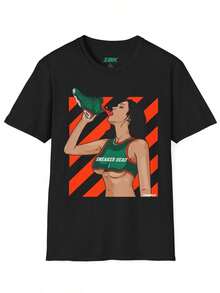 Camiseta Pinup de Zapatillas, Camiseta Gráfica Retro, Arte para Amantes de los Zapatos 1 - Negro - Ver 1