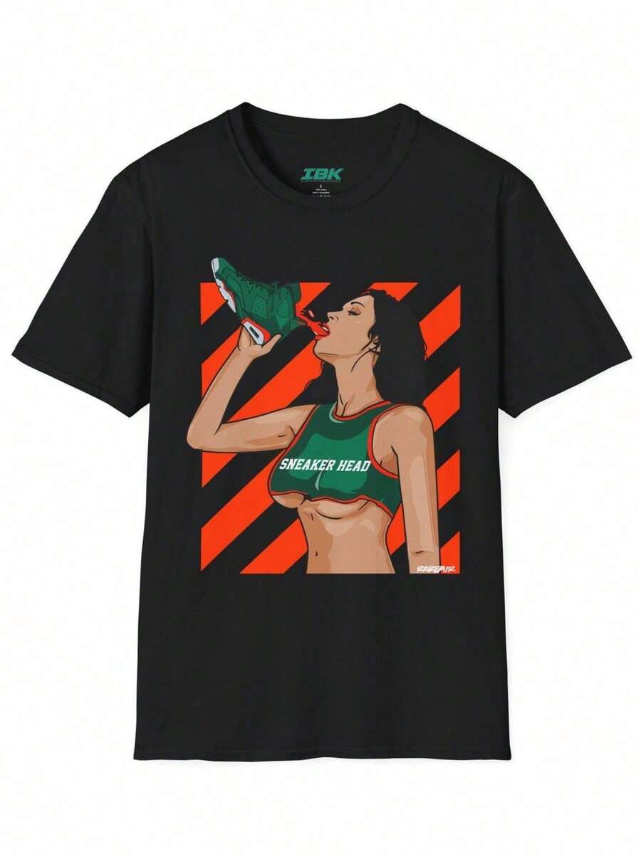 Camiseta Pinup de Zapatillas, Camiseta Gráfica Retro, Arte para Amantes de los Zapatos 1 - Negro - Ver 1