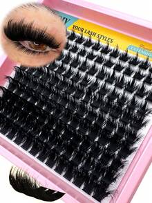 Spiky+300D/200D/160D100D60D, 2-In-110-18mm Long Spiky Cluster Lashes, Thick Lashes, DIY Spiky Lash Extension, Cartoon Cluster Lash Extension Individual Suitable For DIY Spiky Lash Extension Cartoon Lash Extension 200pcs/180pcs/160pcs/120pcs/100pcs - D - View 13