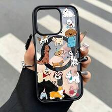 1pc Creative Acrylic Pattern Magnetic Wireless Charging Shockproof Phone Case Compatible With 17 16 15 14 13 12 11 Pro Max, Transparent Phone Protective Cover Waterproof Anti-Shock Anti-Scratch - Black - View 2