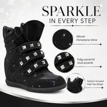 Women Ankle Boots & Booties - 鑲鑽黑 - 查看 1
