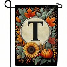 Autumn-Themed Garden Flag With Optional Initial (12.5 X 18 Inches, Double-Sided Print, Featuring Sunflowers And Pumpkins) - 1pc - View 29