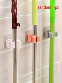 12pcs/4pcs/2pcs/1pc White Wall-Mounted Drill-Free Strong Adhesive Hook Clips, Mop Holder Storage Clips, Suitable For Bathroom And Kitchen Storage [Choose Wall Surface Carefully, Rough Walls May Cause Detachment] - White - View 23