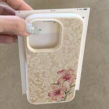 1個 TPU材質優雅淡粉色蕾絲粉色百合花紋手機殼，適用於 iPhone 17 Pro Max/17/16 Pro Max/15/13/12/11/S20 FE/A15/S24/A55/Note 11/Note 12/Note 13 Pro，全包覆防震軟殼保護套 - 白色 - 查看 4