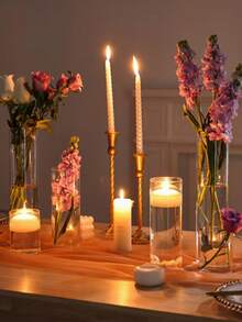 3/4/6/24pcs Glass Cylinder Vase Set, Transparent Vase, Hurricane Style Floating Candle Holder, Suitable For Dining Table Decor, Wedding Home Decor, Rama Decor, Hurricane Style Floating Candle Holder Vase, Suitable For Dining Table Decoration, Artistic Floral Arrangement, Party, Home Dining Table Decor, Wedding Party Centerpiece Decoration And Home Decor Cylinder Vase For Making Centerpieces, - A - View 4