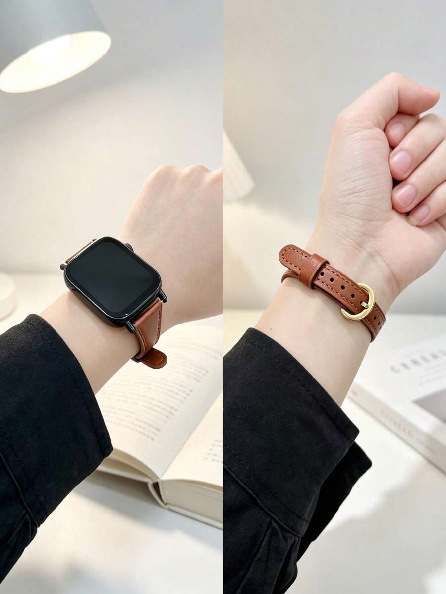 1件女款時尚皮革智慧手錶錶帶,相容於 Redmi Watch 5 Lite/Active、Watch 6、Watch 5,手錶錶帶,相容於 Watch 4,腕帶配件,相容於 Mi Band 8pro/9pro - 棕色 - 查看 1