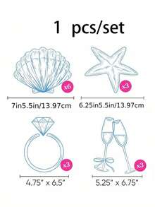 1 Set Beach Theme "Farewell Party" Toast Banner, Blue Beach Bride Or Bachelorette Party Decoration, Seashell Champagne Glasses, Wedding Ring Shaped Paper Beach Shell Party Banner, Natural Seashell Starfish Decor, Ocean Theme Party Supplies, Summer Beach Birthday Party/Baby Shower Party Decoration - View 2