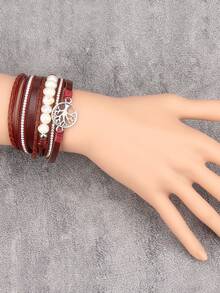1pc Western Multi-Layer Snake Skin Leather Bracelet, Vintage Turquoise Feather Wide Cuff, Daily Street Wear Versatile Accessory, Carnival Party Halloween Funny Bracelet, Gift For Women Family And Friends - Bracelet - View 6