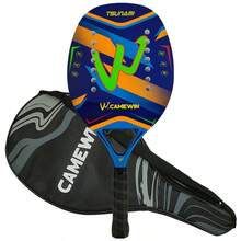 W®CAMEWIN The New Paddle Tennis Racket Beach Tennis Racket 50% Carbon Fiber Outdoor Sports Tennis Racket Inner Core EVA Foam Universal Ball Racket For Both Men And Women Adults New Geometric Pattern Surface Rough Gift Tennis Racket Bag - Blue - View 2