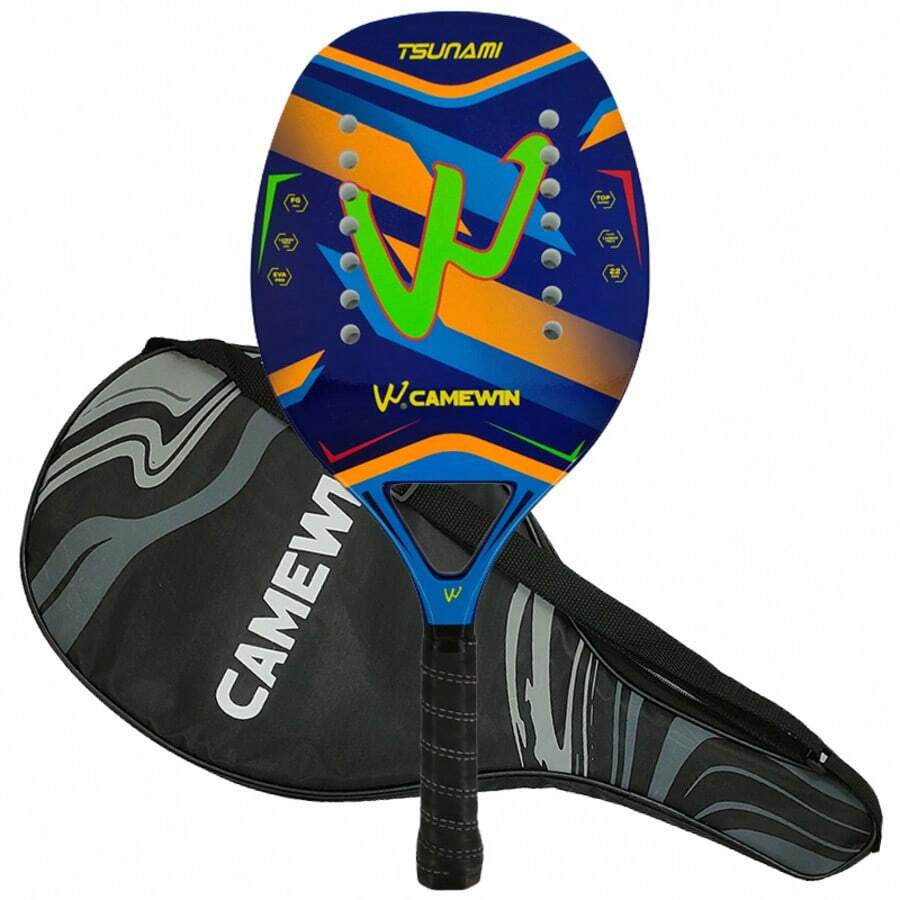 W®CAMEWIN The New Paddle Tennis Racket Beach Tennis Racket 50% Carbon Fiber Outdoor Sports Tennis Racket Inner Core EVA Foam Universal Ball Racket For Both Men And Women Adults New Geometric Pattern Surface Rough Gift Tennis Racket Bag